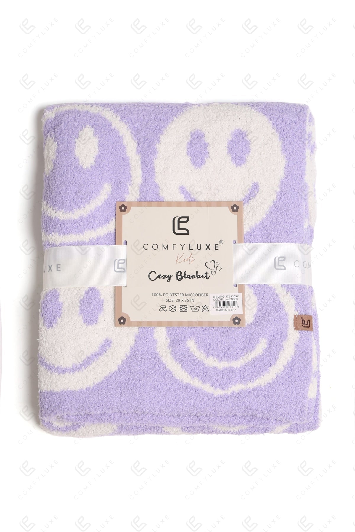 Kinder Deken met Smiley Patroon – Zachte Luxe Fleece Plaid (29"x35")