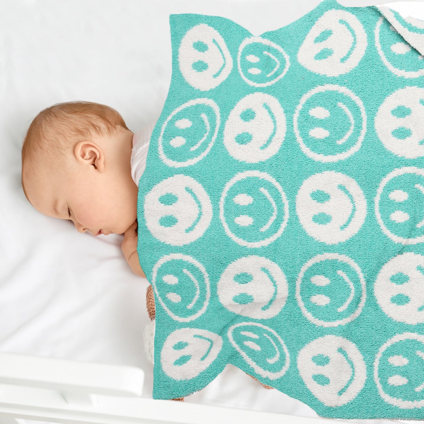 Kinder Deken met Smiley Patroon – Zachte Luxe Fleece Plaid (29"x35")
