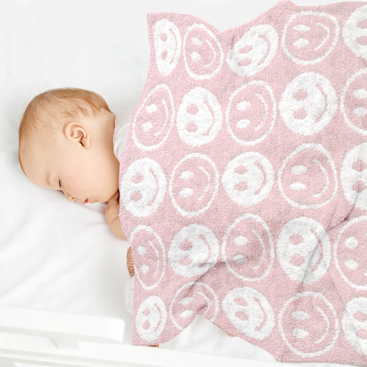 Kinder Deken met Smiley Patroon – Zachte Luxe Fleece Plaid (29"x35")