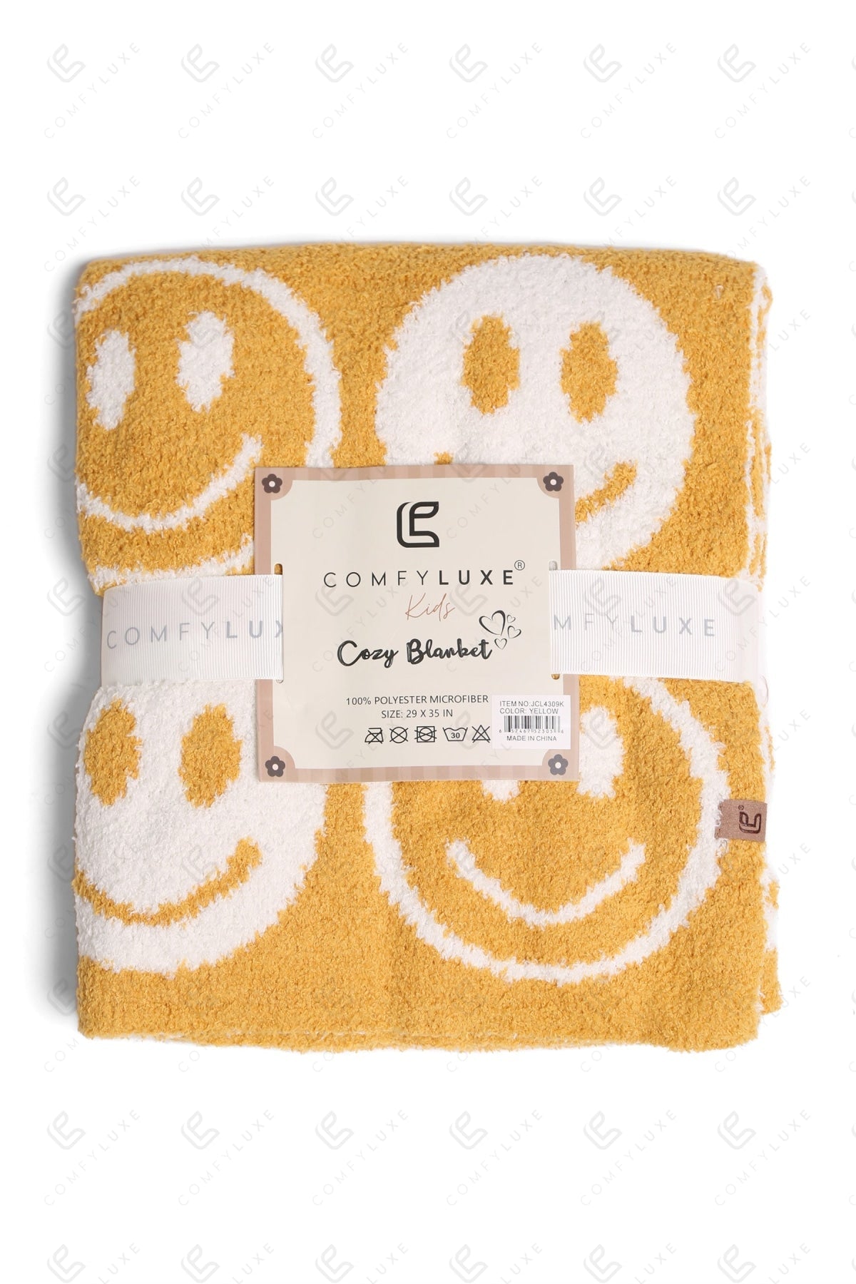 Kinder Deken met Smiley Patroon – Zachte Luxe Fleece Plaid (29"x35")