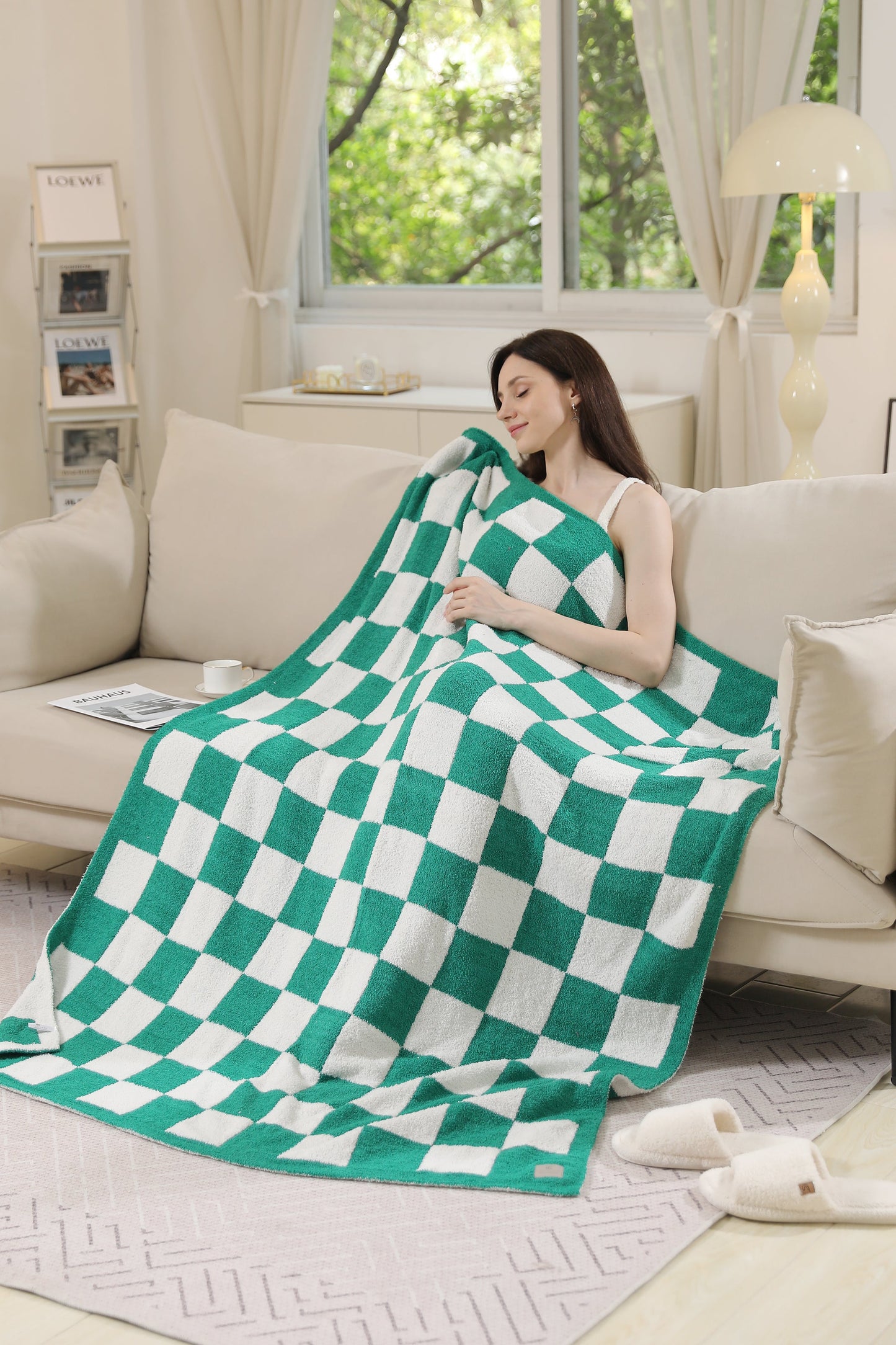 Geruite Luxe Fleece Deken – Zachte Checkered Throw voor Bank & Bed