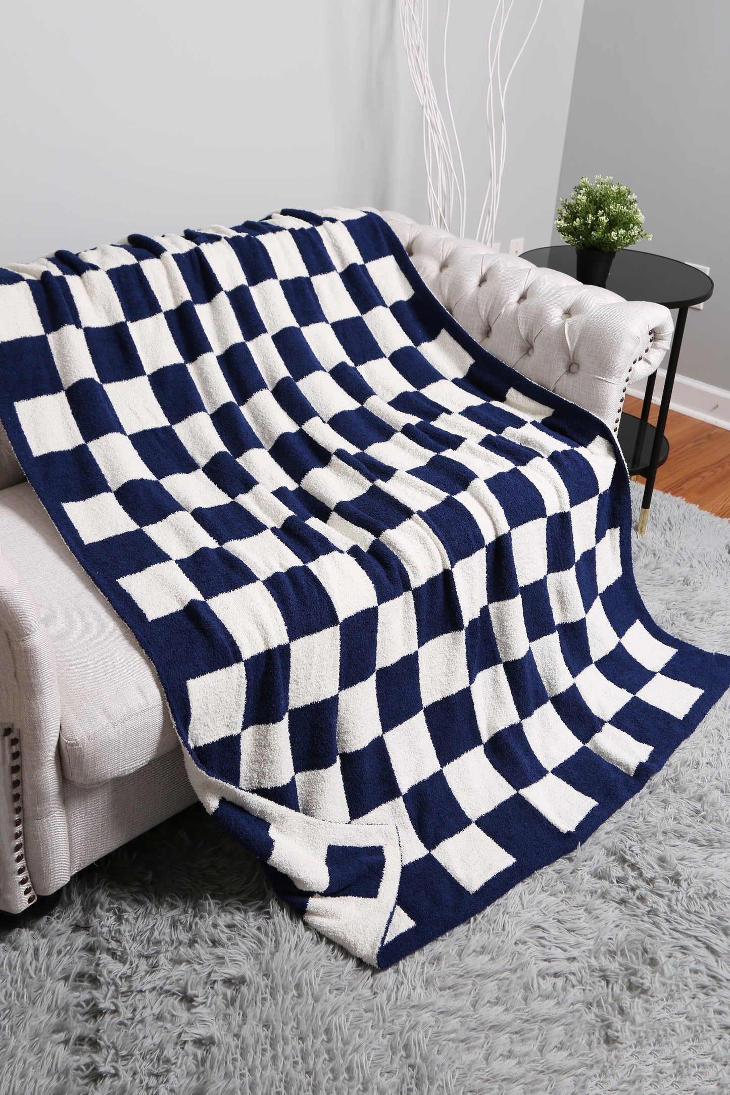 Geruite Luxe Fleece Deken – Zachte Checkered Throw voor Bank & Bed