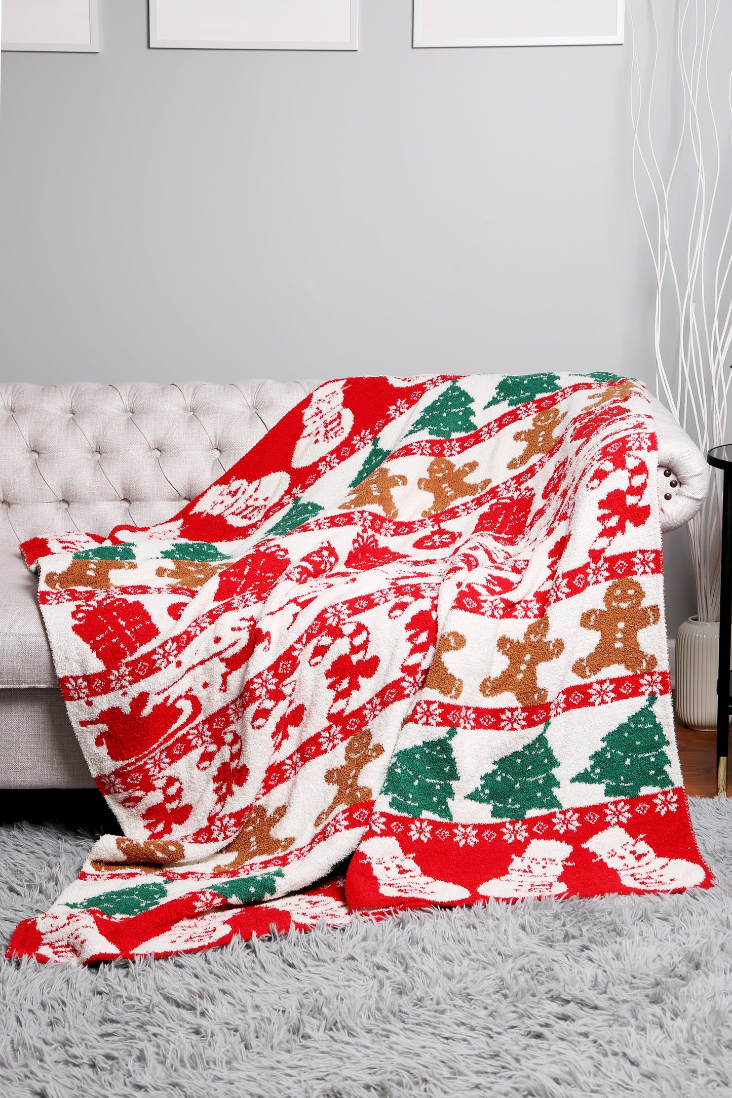 Christmas Pattern Luxury Soft Throw Christmas Luxe Fleece Plaid – Zachte Warme Kerst Deken 50x60 Inch