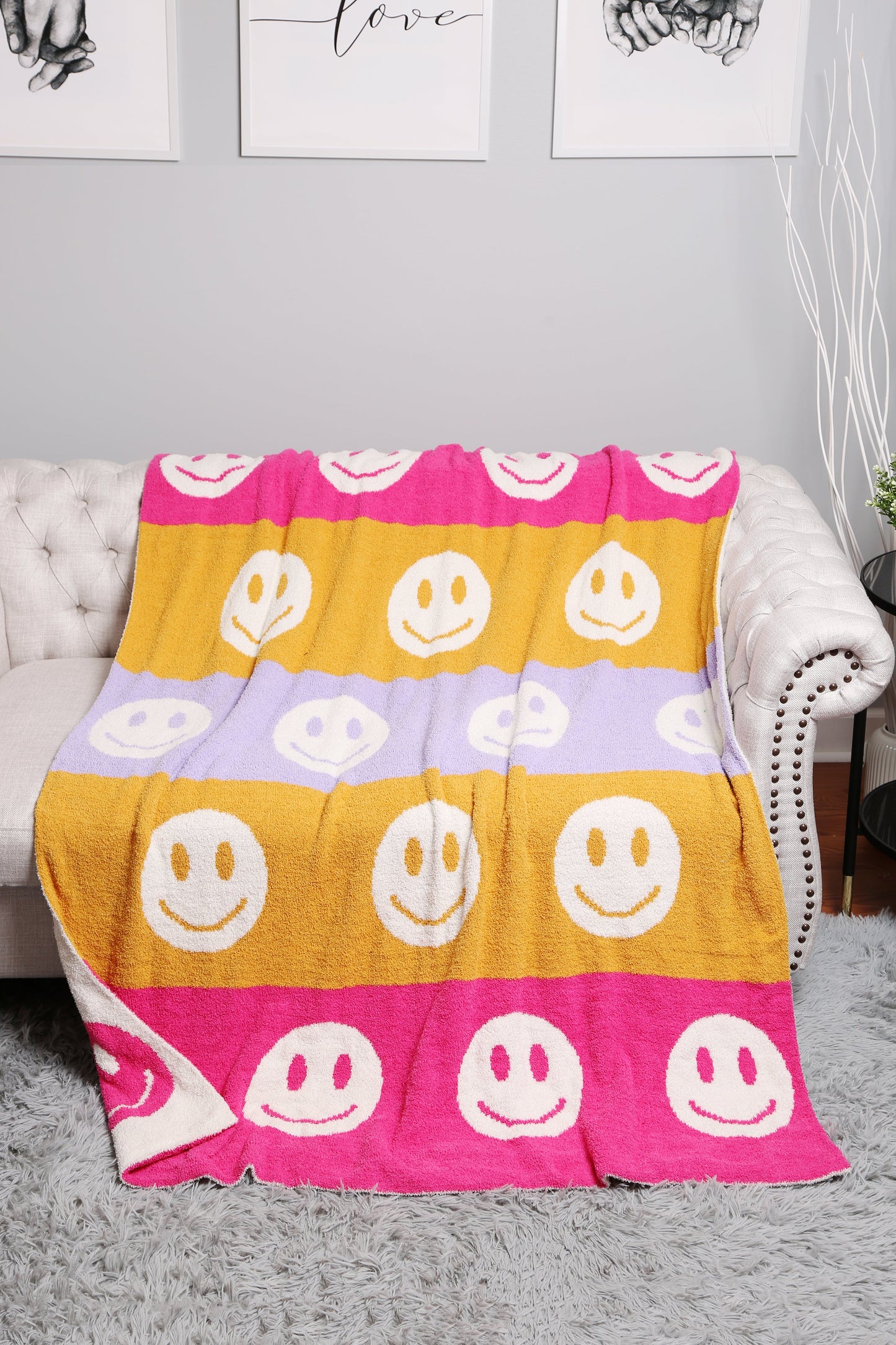 Multi-Colored Happy Face Luxe Zachte Fleece Deken – Speels & Comfortabel