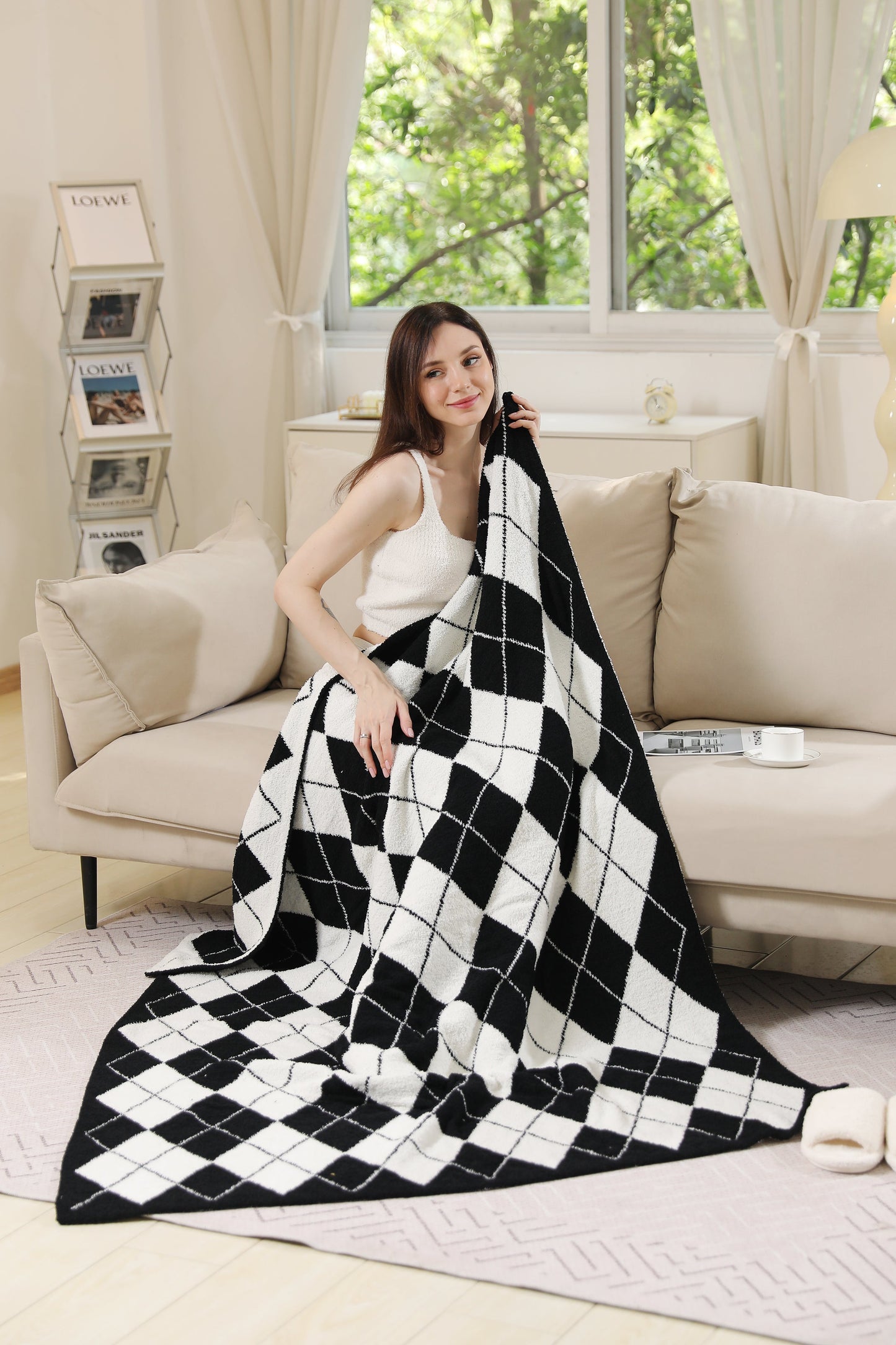 Luxe Geruite Argyle Plaid – Zachte Woondeken