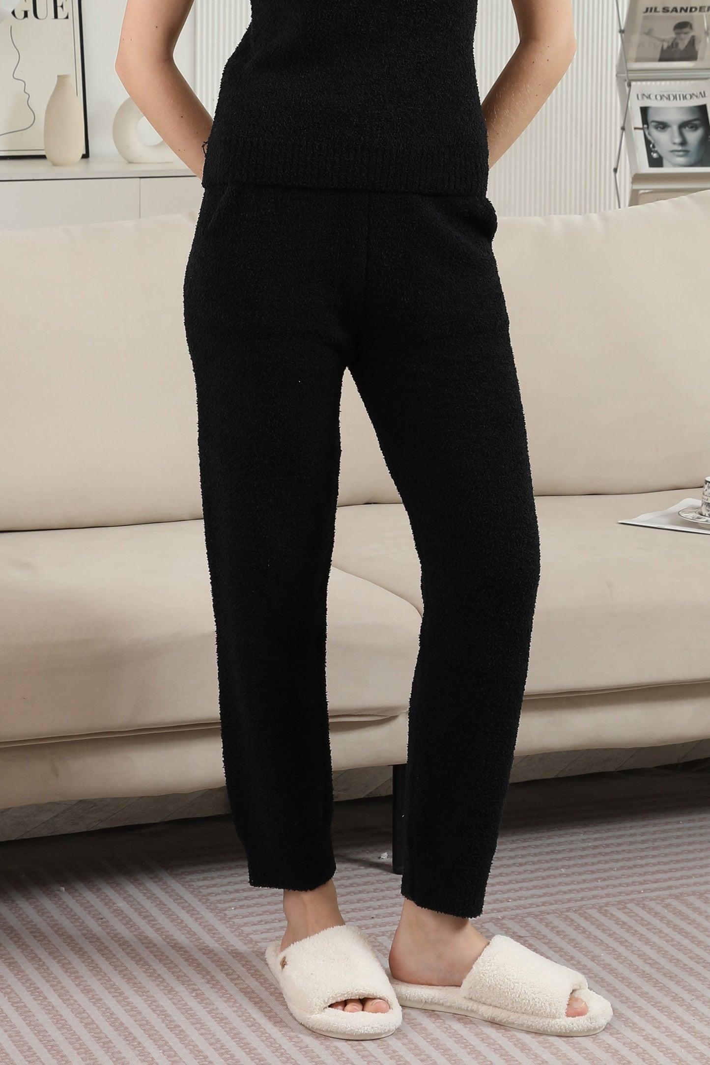 Lounge Broek Dames – Zachte Luxe Pantalon met Pockets en Elastische Taille