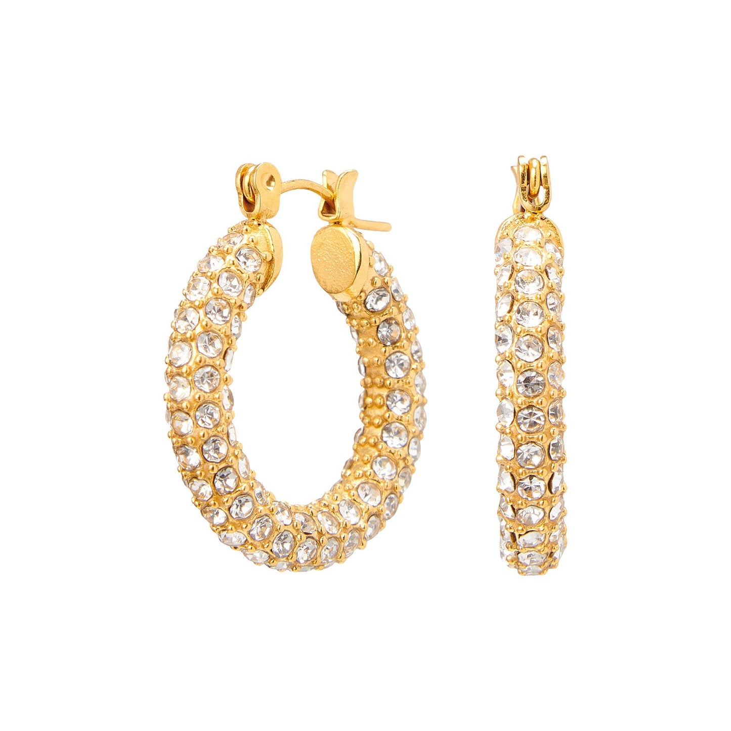 Goudkleurige Strass Hoops – Luxe Oorbellen met Kristallen