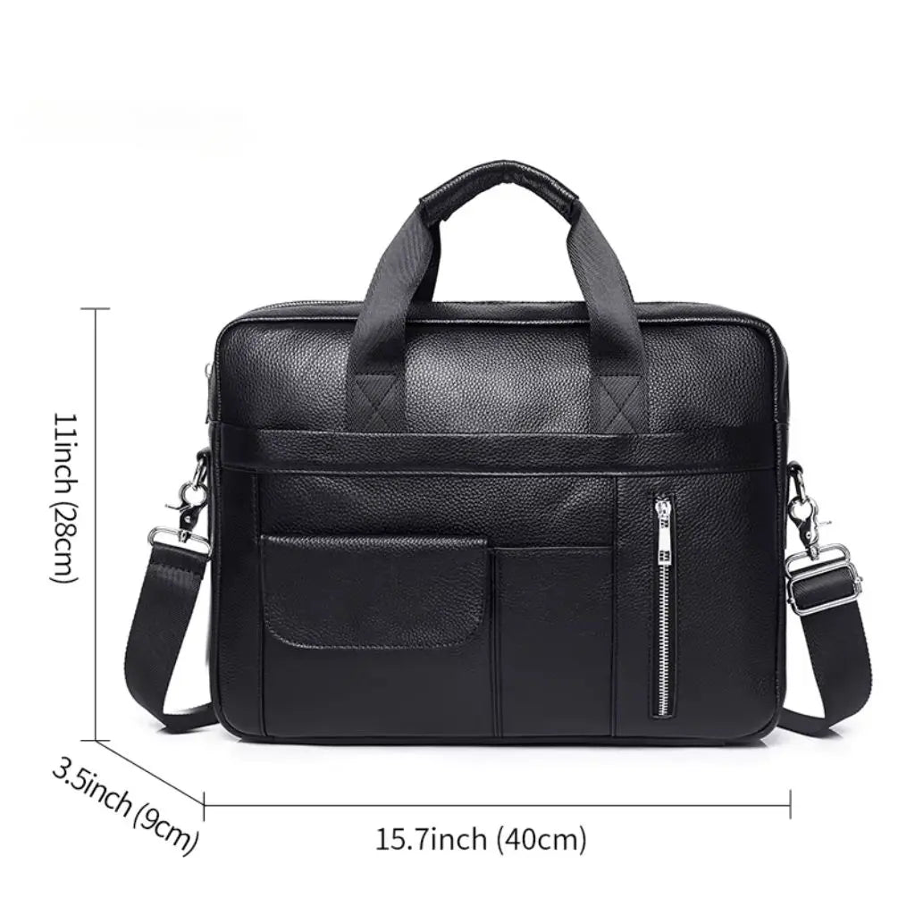 Leren laptoptas heren zwart – Duurzaam rundleer & stijlvolle bescherming
