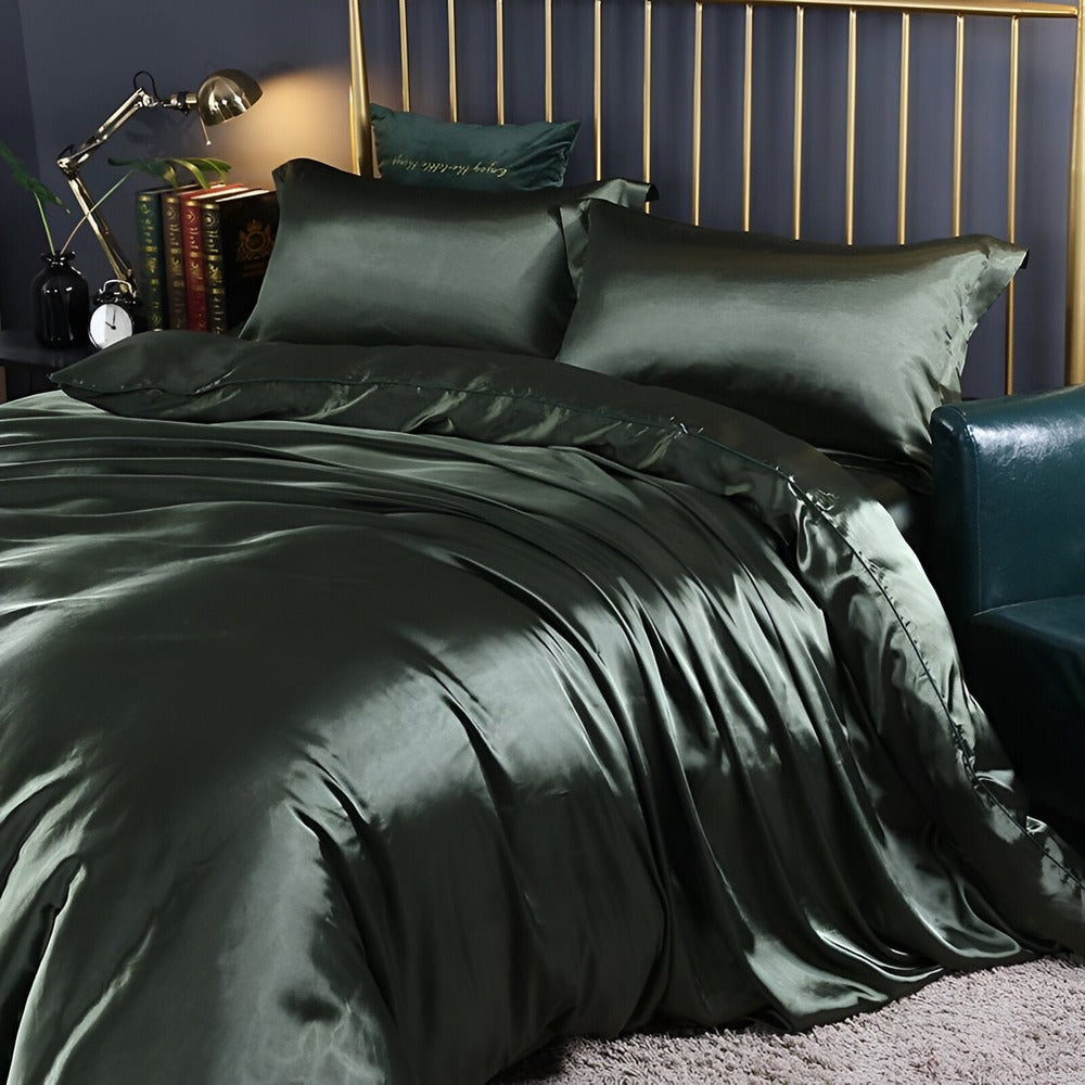 Luxe Zijde Beddengoedset – Mulberry Zijden Dekbedovertrek met 2 Kussenslopen