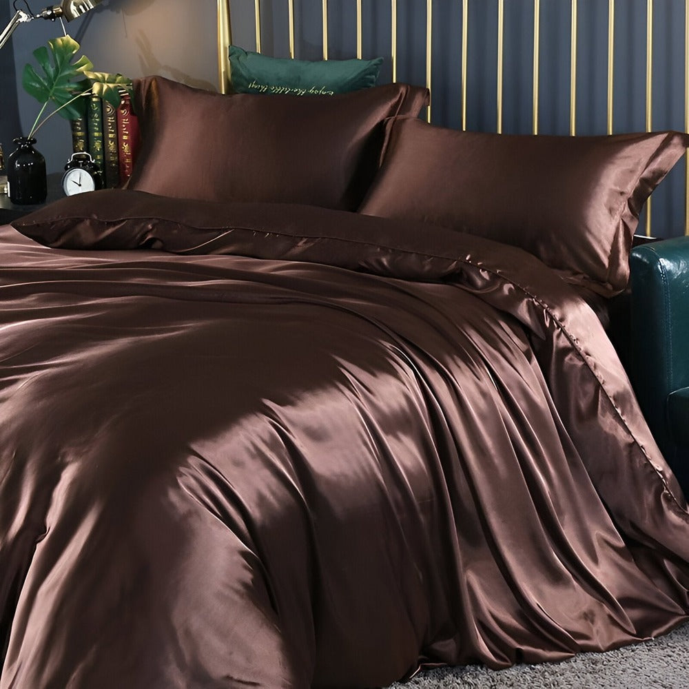 Luxe Zijde Beddengoedset – Mulberry Zijden Dekbedovertrek met 2 Kussenslopen
