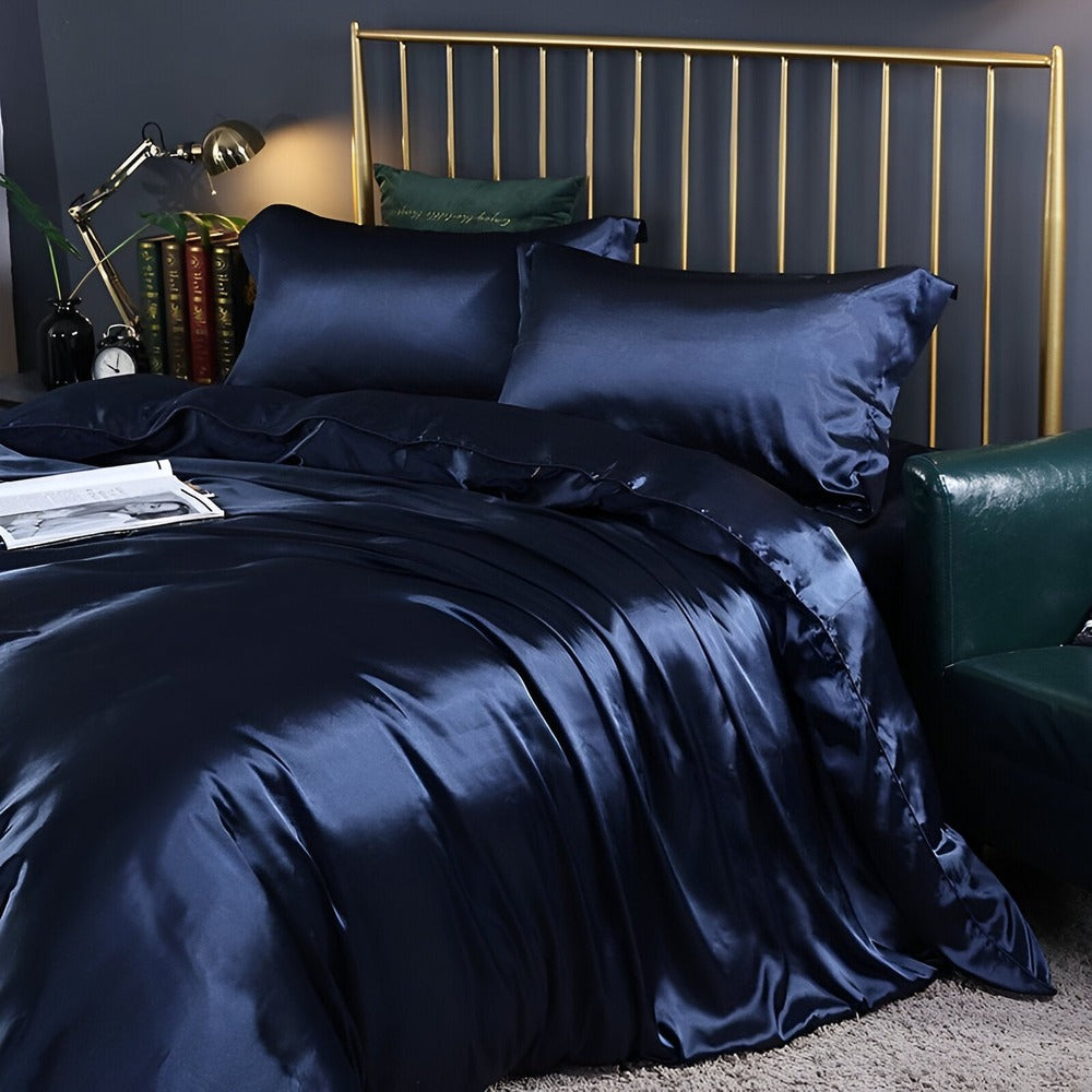 Luxe Zijde Beddengoedset – Mulberry Zijden Dekbedovertrek met 2 Kussenslopen