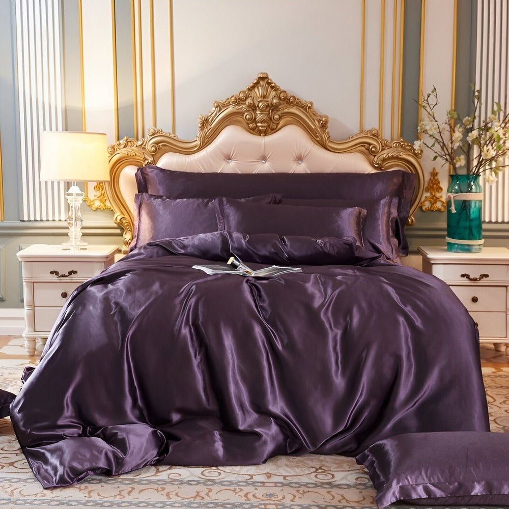 Luxe Zijde Beddengoedset – Mulberry Zijden Dekbedovertrek met 2 Kussenslopen