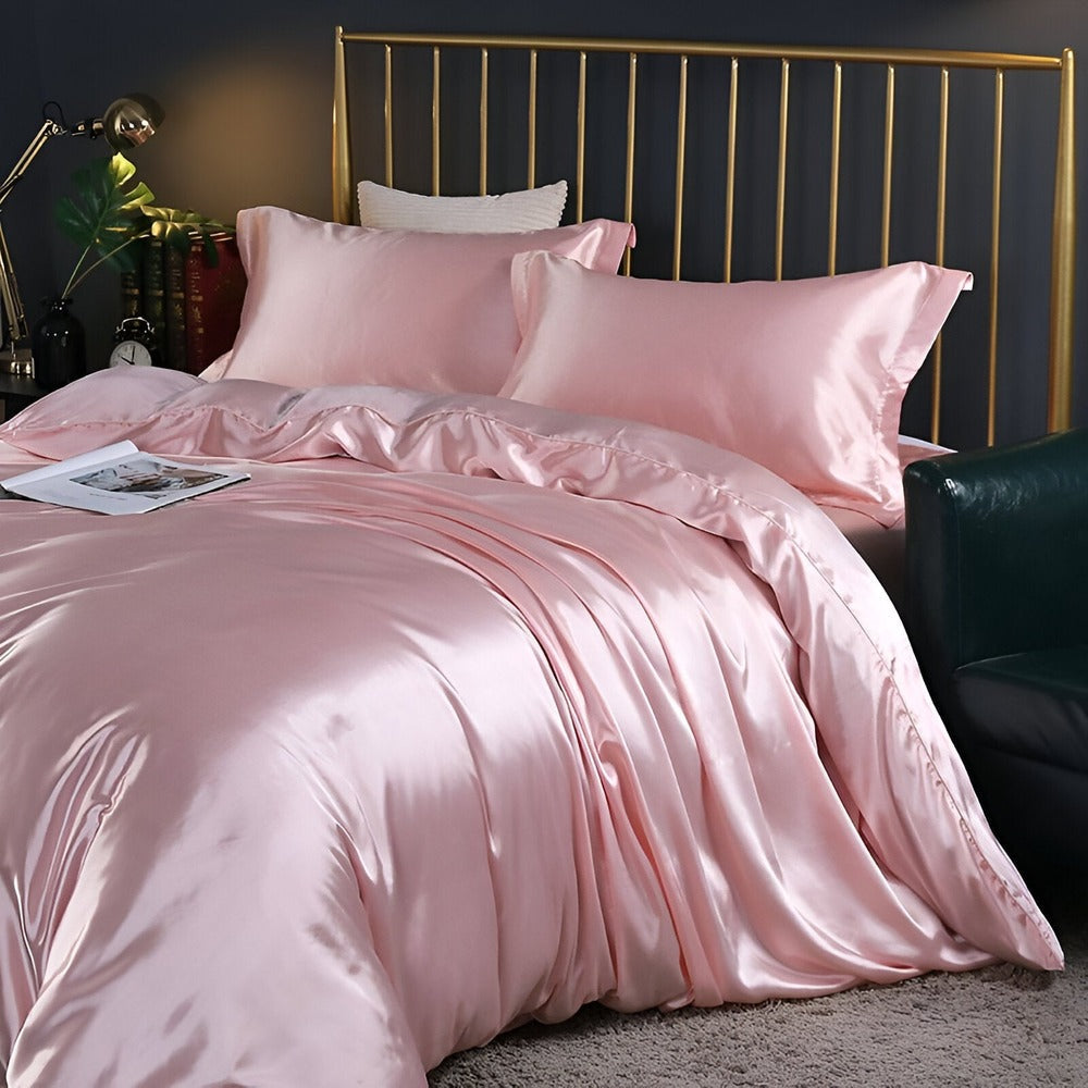 Luxe Zijde Beddengoedset – Mulberry Zijden Dekbedovertrek met 2 Kussenslopen