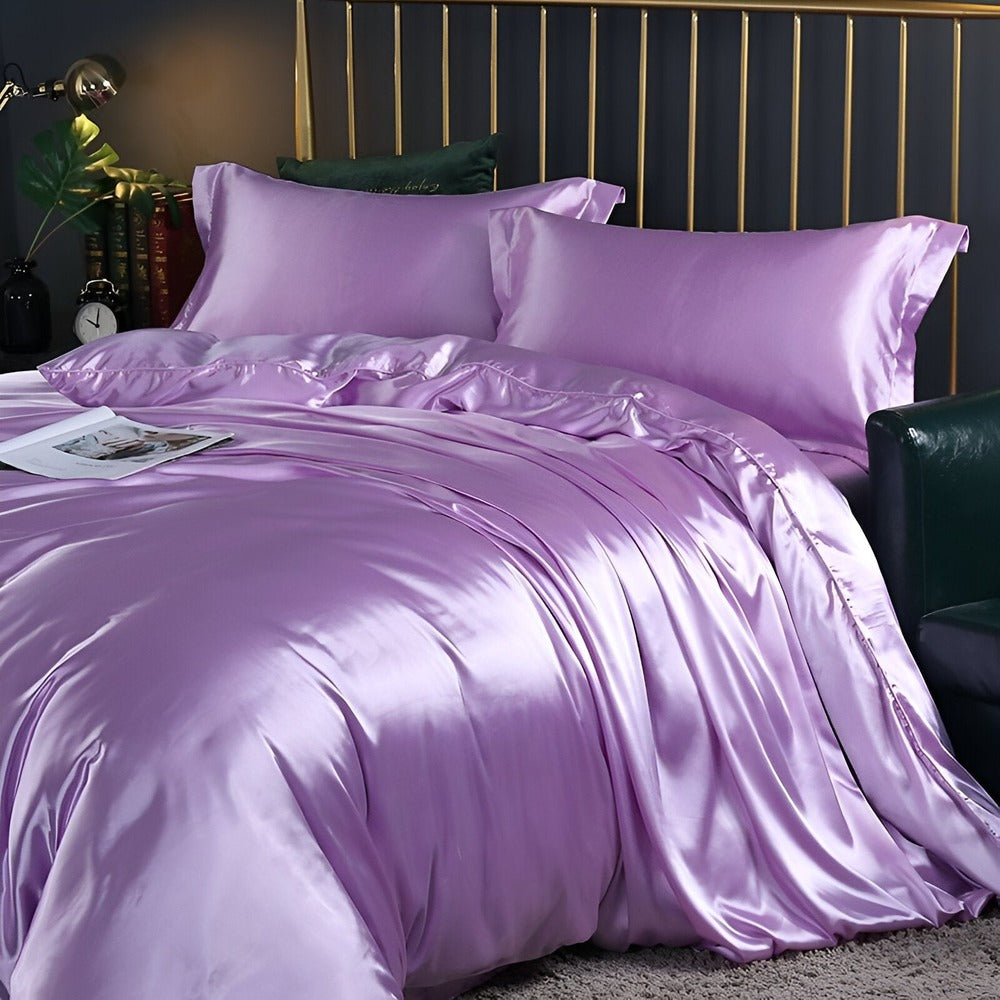 Luxe Zijde Beddengoedset – Mulberry Zijden Dekbedovertrek met 2 Kussenslopen