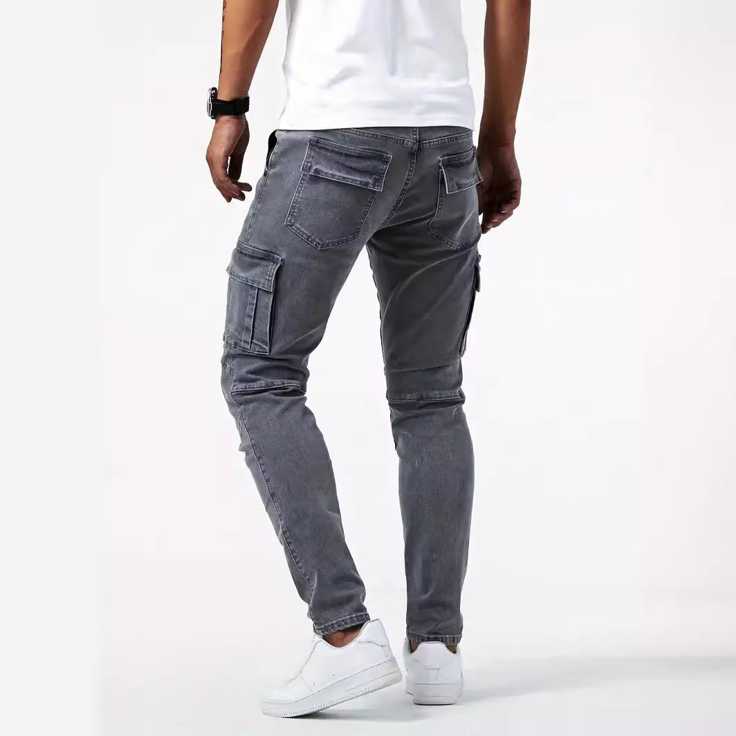 Heren Cargo Jeans – Slim Tapered Fit Stretch Denim met Zijzakken