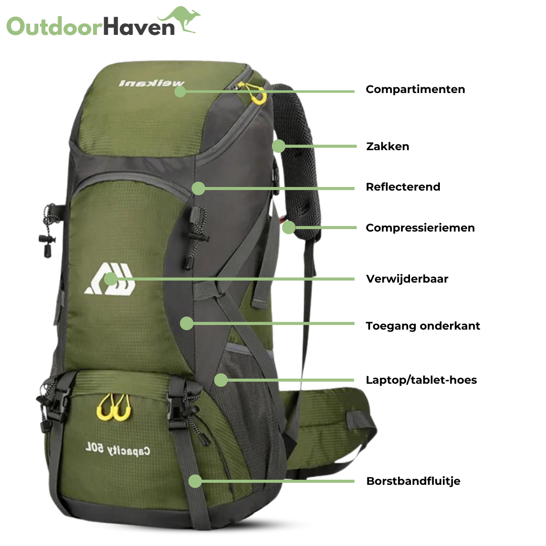 Backpack 50L – Waterafstotend & Comfortabel