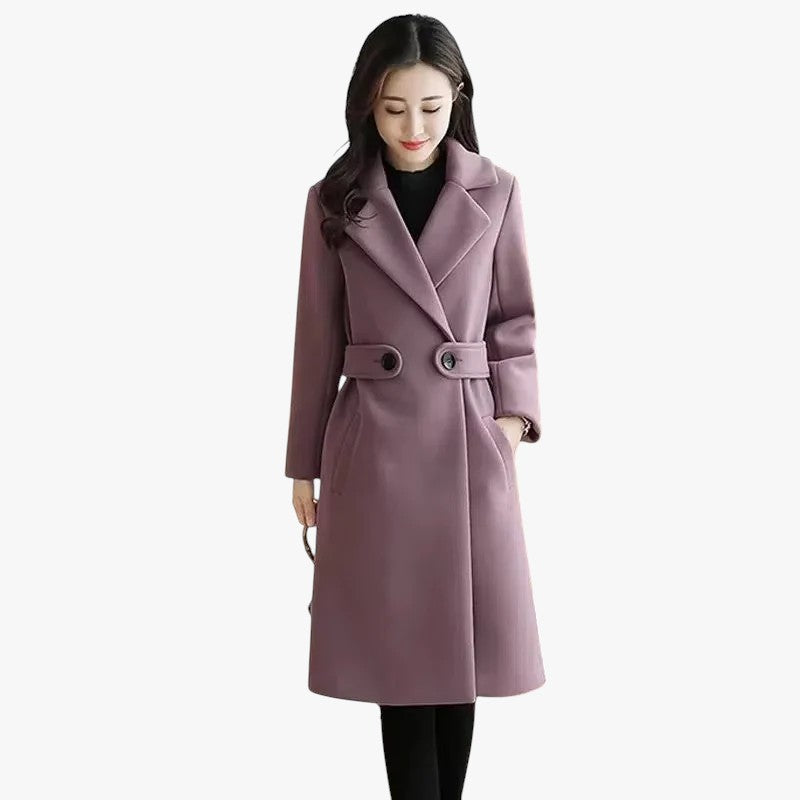 Elegante Dames Winterjas – Lange Klassieke Mantel met Reverskraag