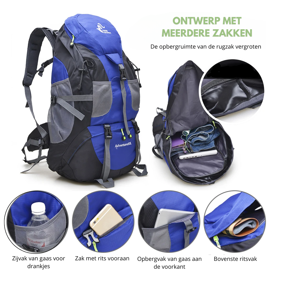 Waterdichte Rugzak 50L – Duurzaam, Comfortabel & Ideaal voor Outdoor Avonturen