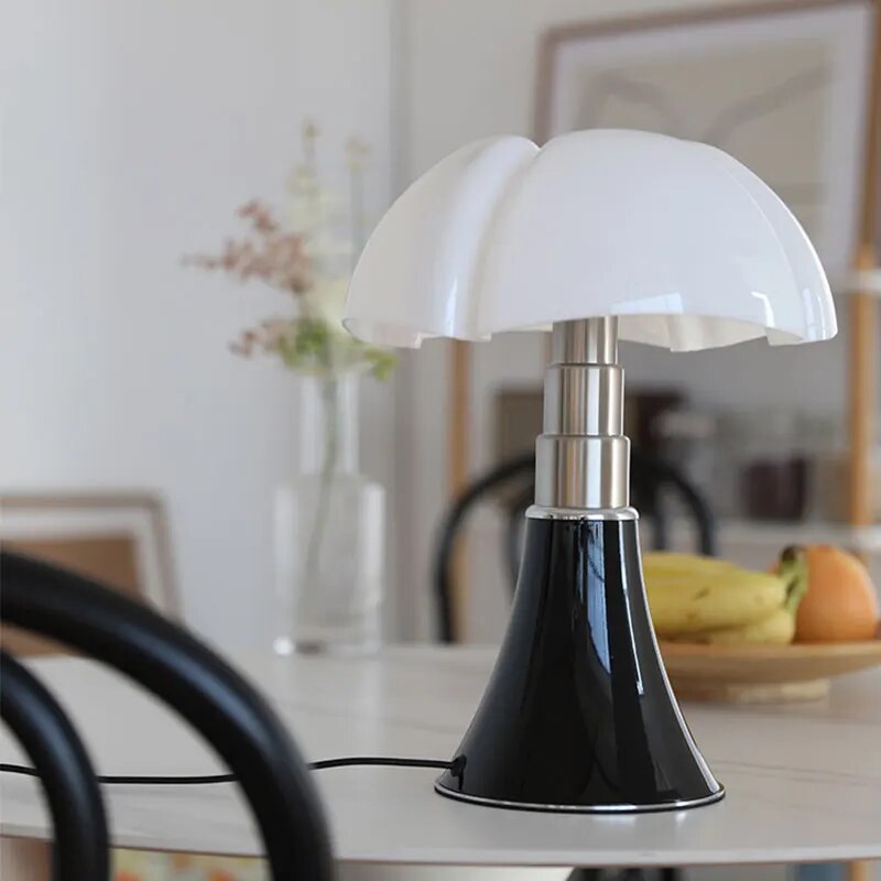 Moderne Tafellamp – Design Paddenstoel Lamp met Zwarte Voet – Sfeerverlichting voor Woonkamer & Slaapkamer