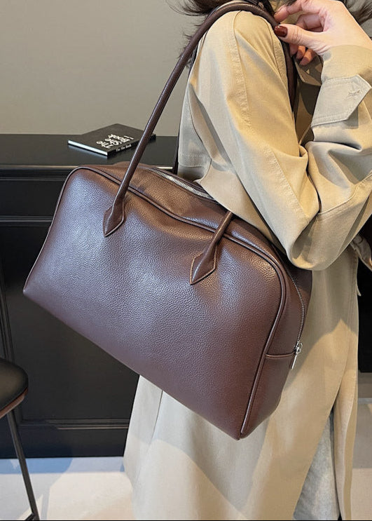 Klassieke Structured Schoudertas Dames – PU Leren Handtas met Rits