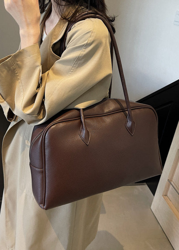 Klassieke Structured Schoudertas Dames – PU Leren Handtas met Rits