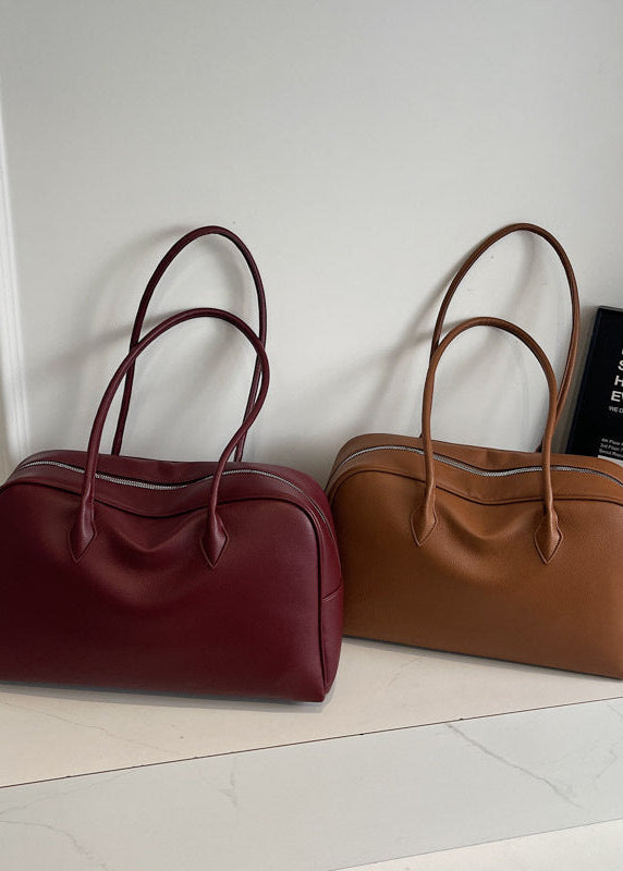 Klassieke Structured Schoudertas Dames – PU Leren Handtas met Rits