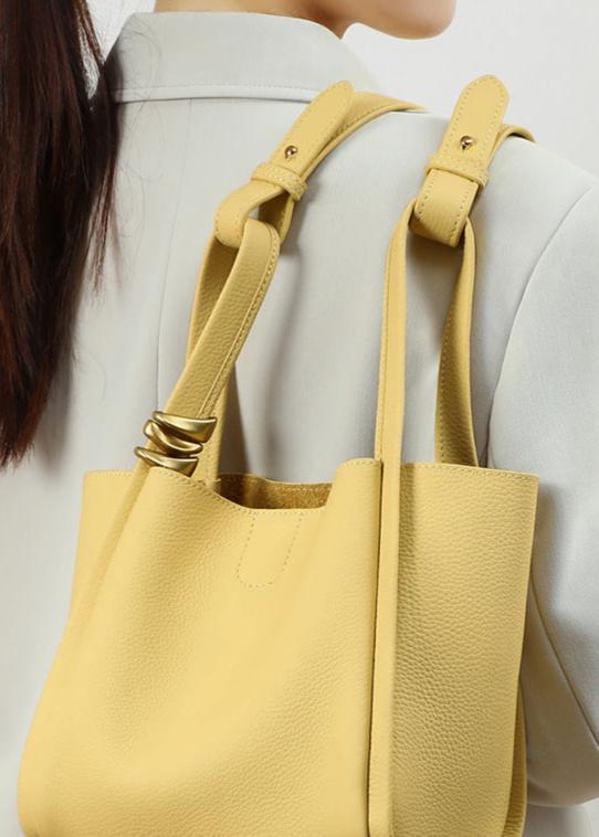 Modern Bucket Tote – Leren Dames Handtas met Verwijderbare Binnenzak