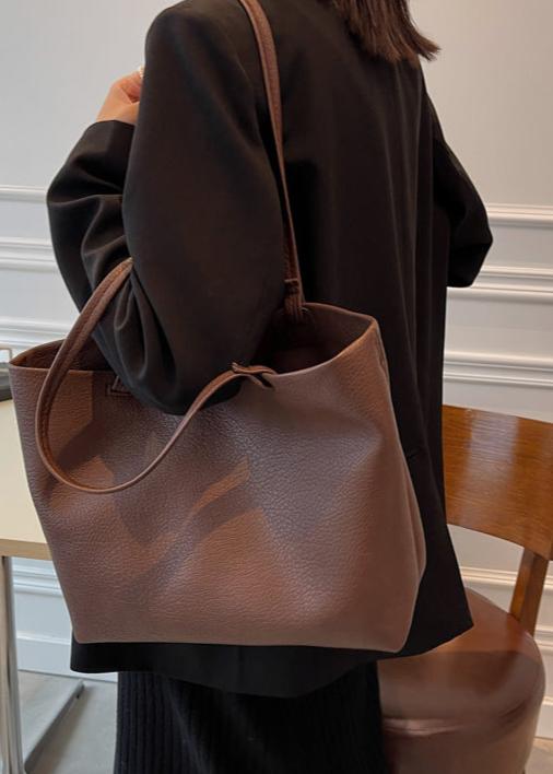 Soft Leather Tote – Ruime Leren Shopper voor Werk & Dagelijks Gebruik