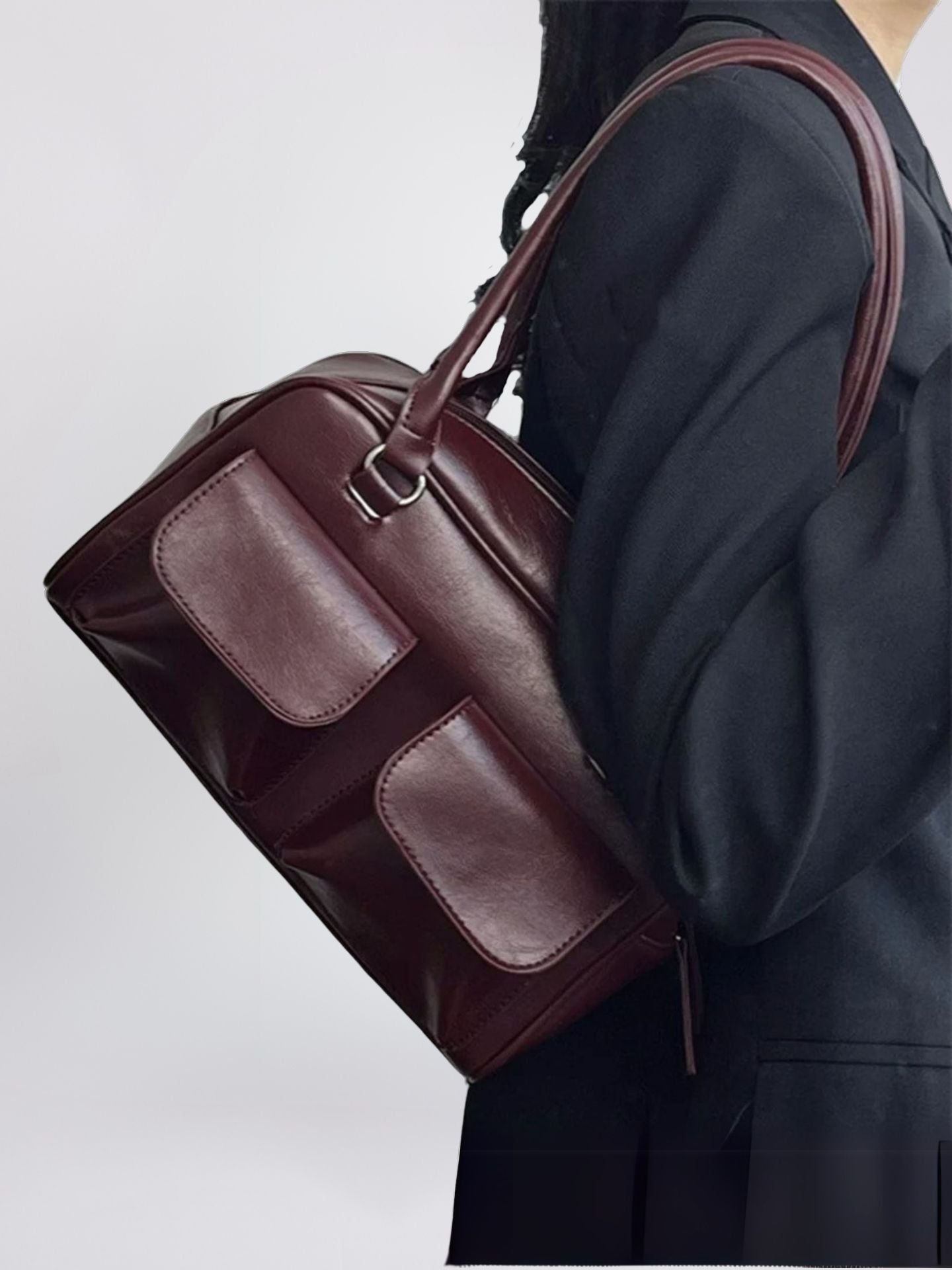 Liorra Vegan Leren Handtas Zwart met Dubbele Vakken – Elegant & Functioneel
