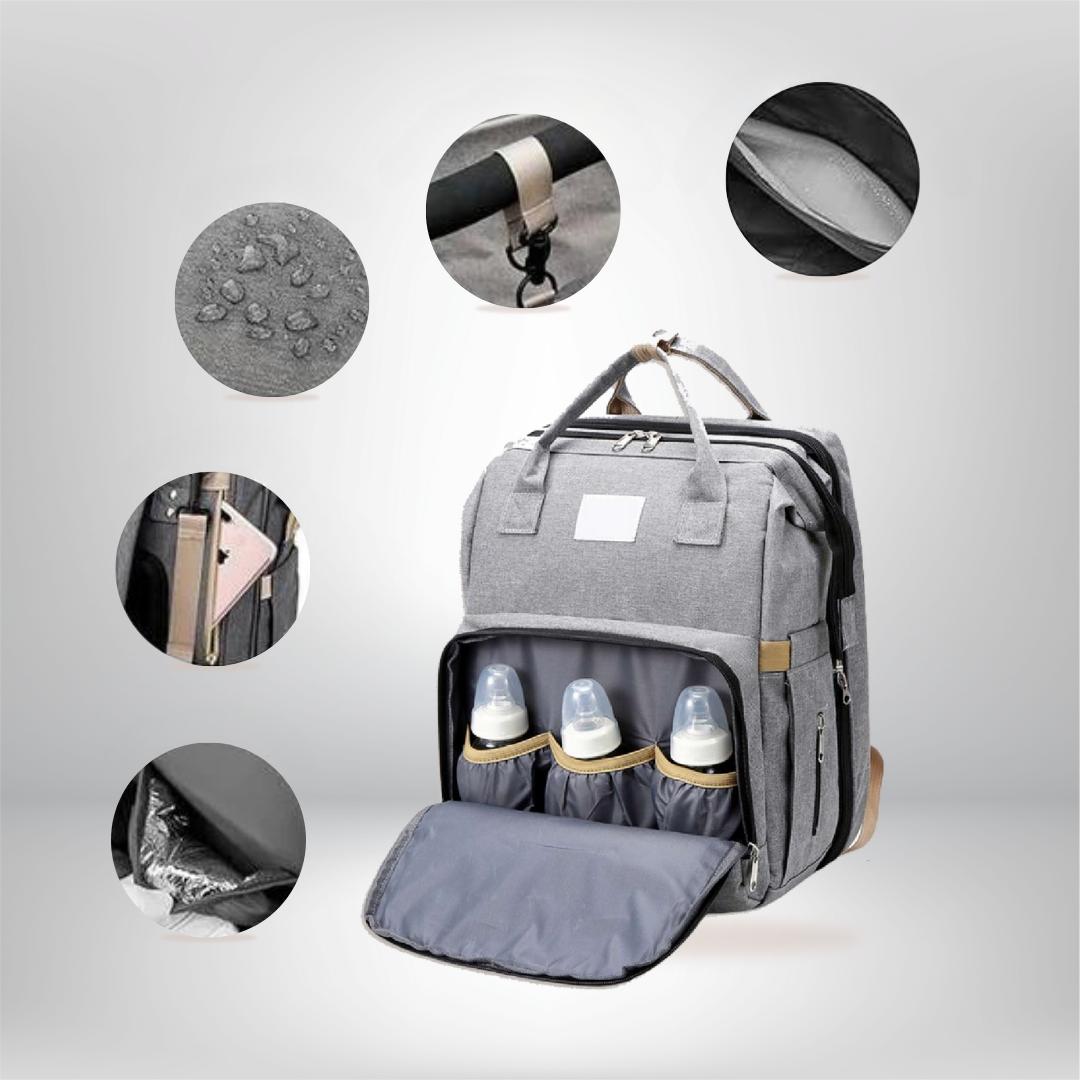 Multifunctionele Luierrugtas met Babybed & USB Oplaadpoort – Waterdicht & Ruim