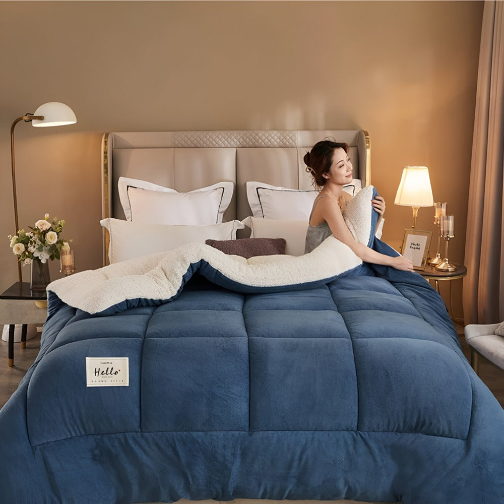 FleeceComforter – Luxe Fluwelen Dekbed met Sherpa Fleece, Ultieme Warmte en Zachte Slaapervaring