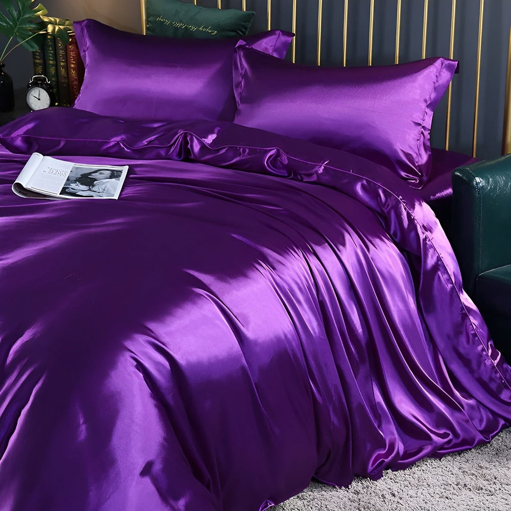 Luxe Zijde Beddengoedset – Mulberry Zijden Dekbedovertrek met 2 Kussenslopen