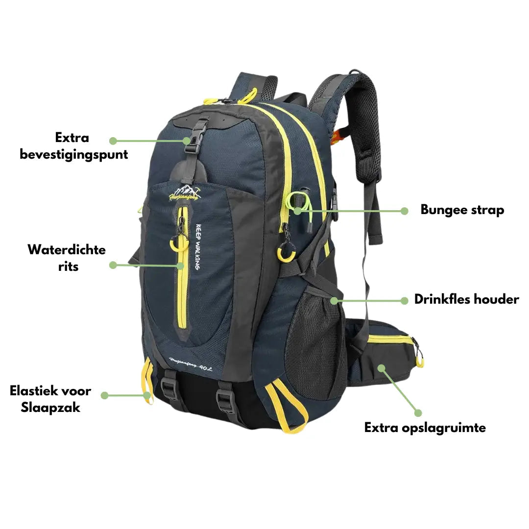 Wandelrugzak 40L – Waterdicht, Comfortabel & Ruim