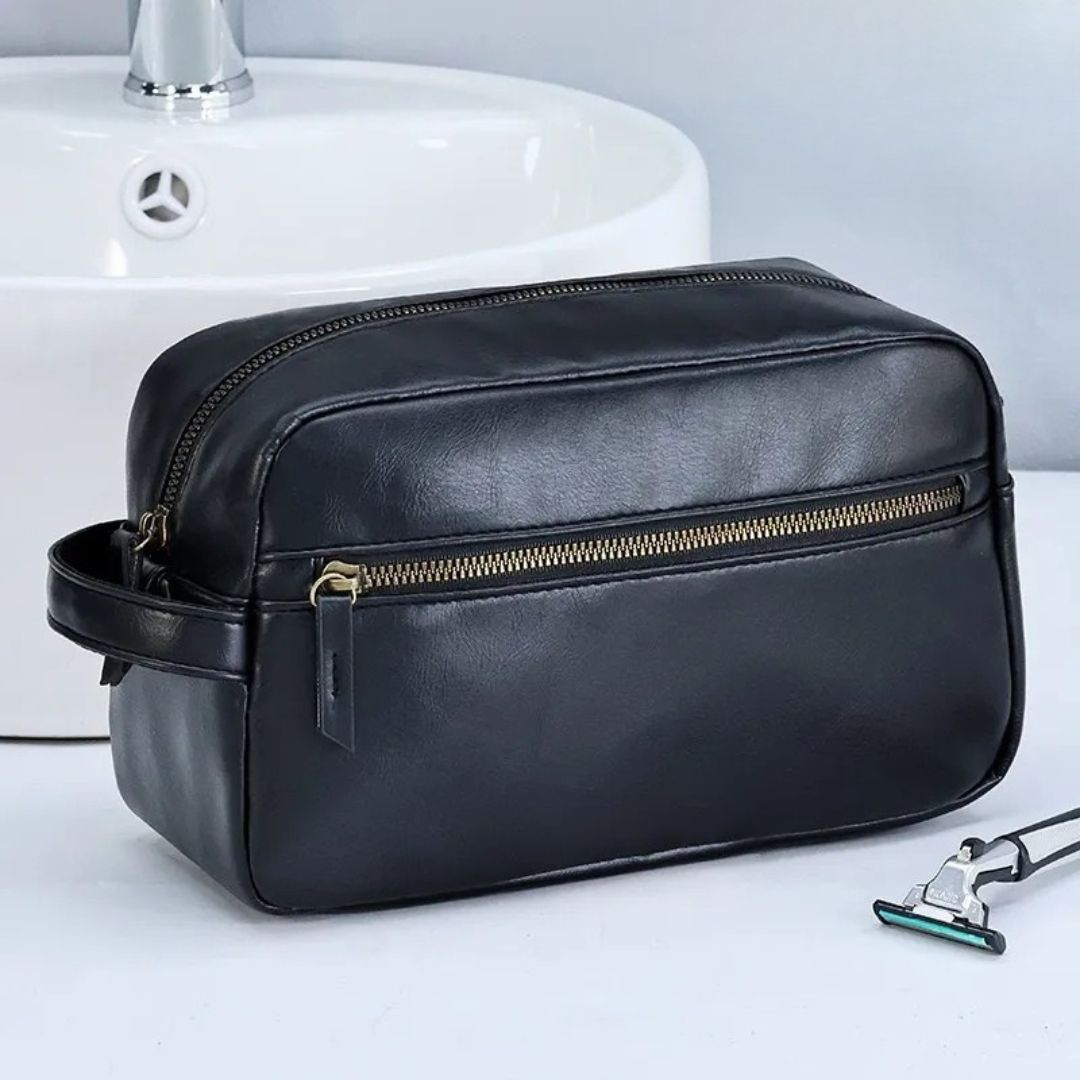 Luxe Leren Toilettas – Waterdicht & Compact Ontwerp