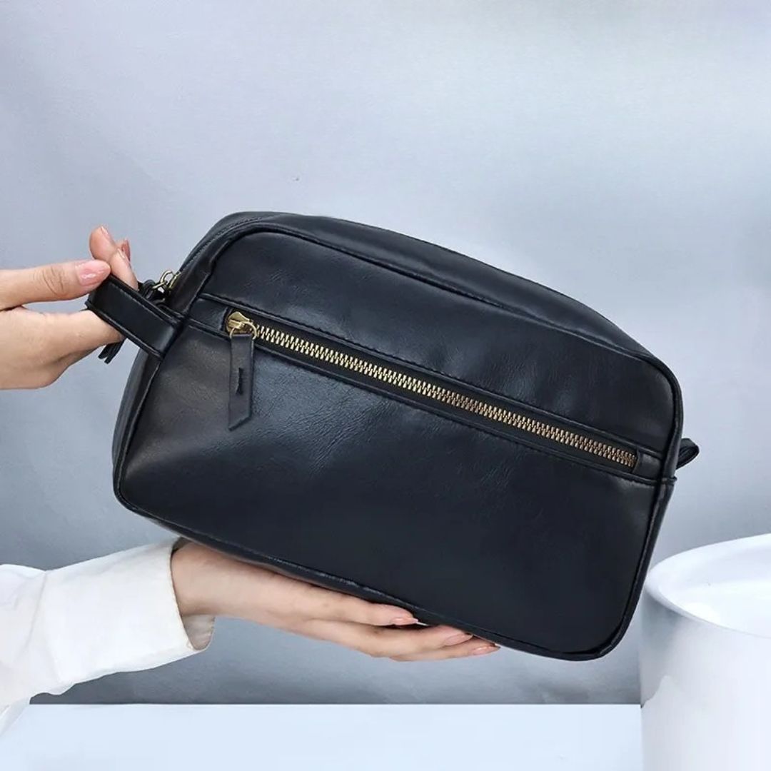 Luxe Leren Toilettas – Waterdicht & Compact Ontwerp