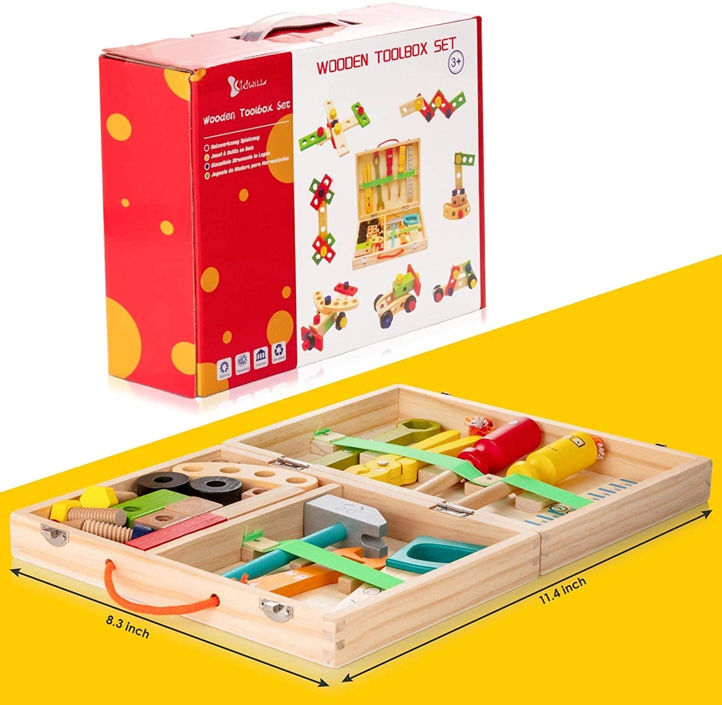 Houten Gereedschapsset voor Kinderen – Educatief Speelgoed met Koffer