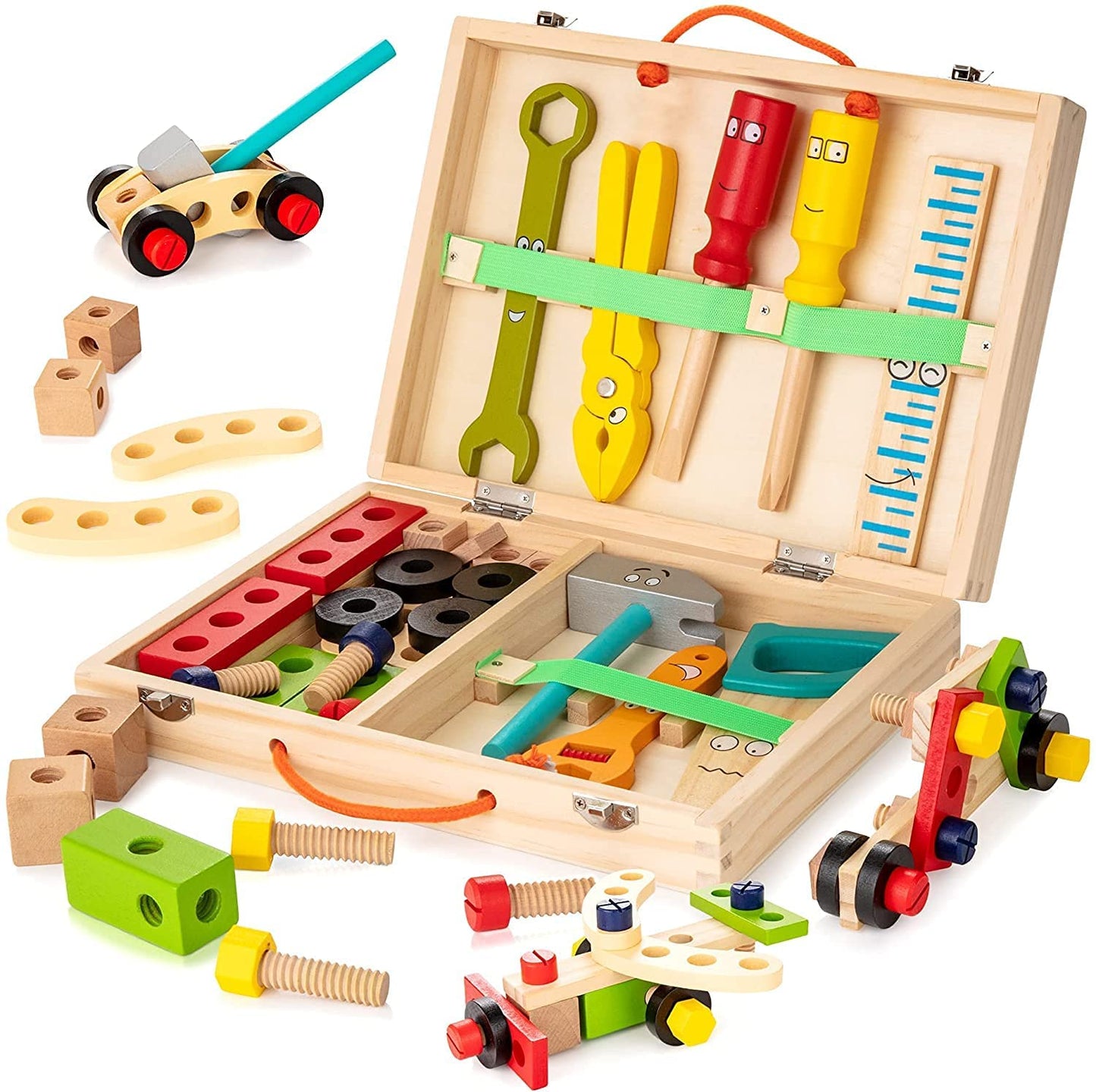 Houten Gereedschapsset voor Kinderen – Educatief Speelgoed met Koffer