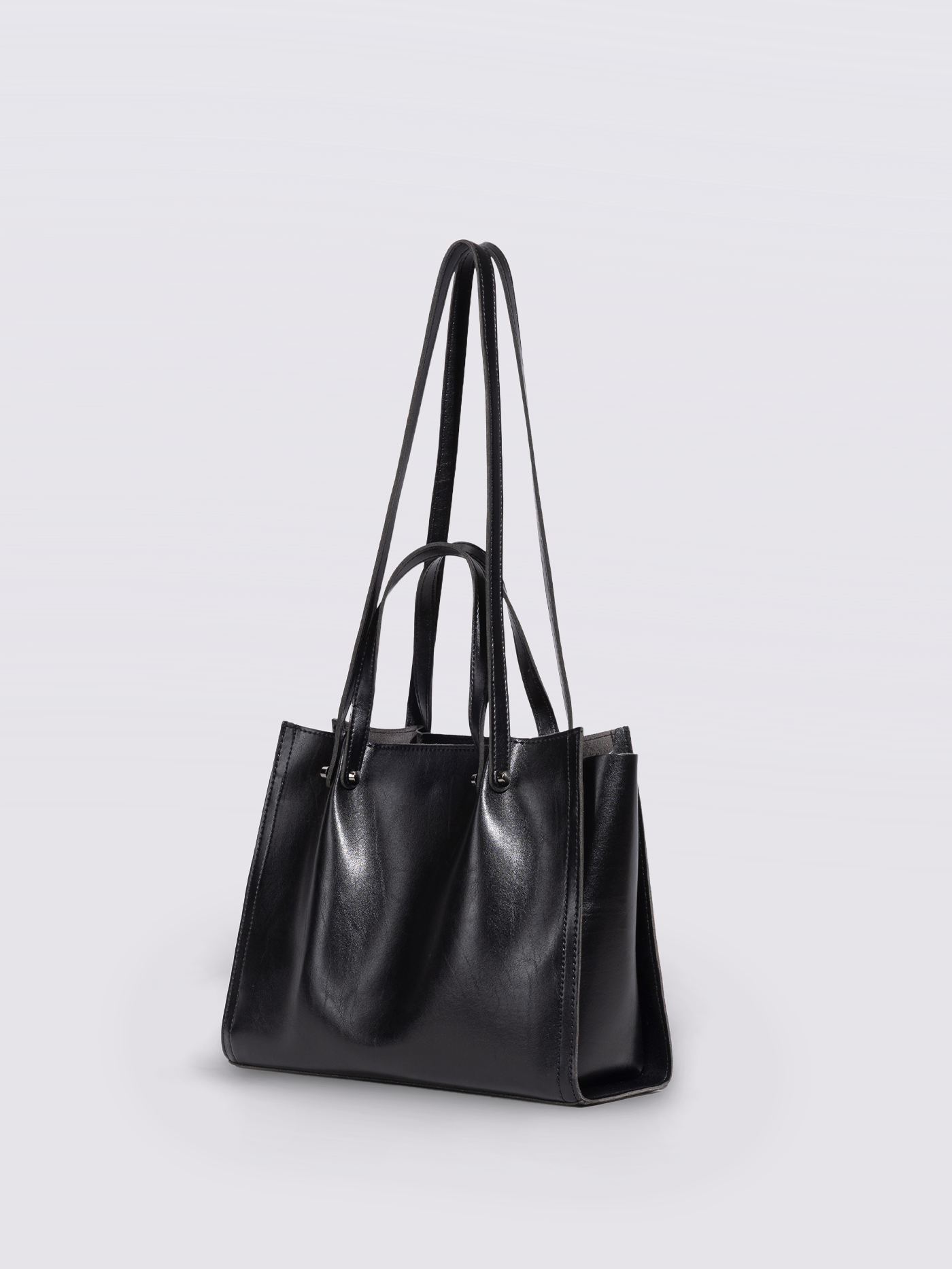 Zwarte Leren Shopper – Minimalistisch & Ruim Design