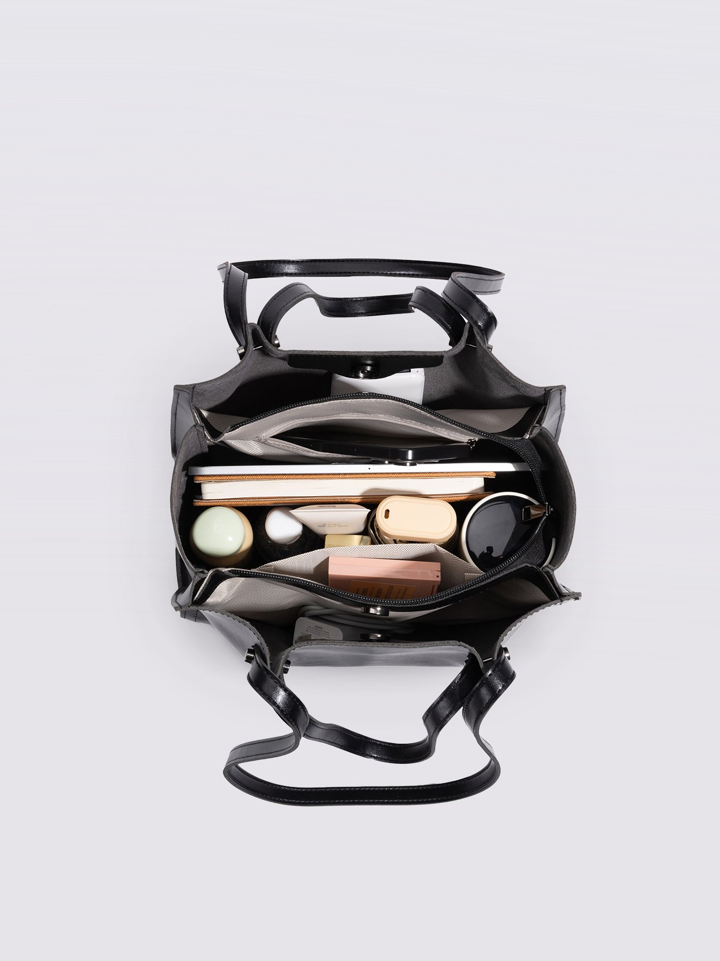 Zwarte Leren Shopper – Minimalistisch & Ruim Design