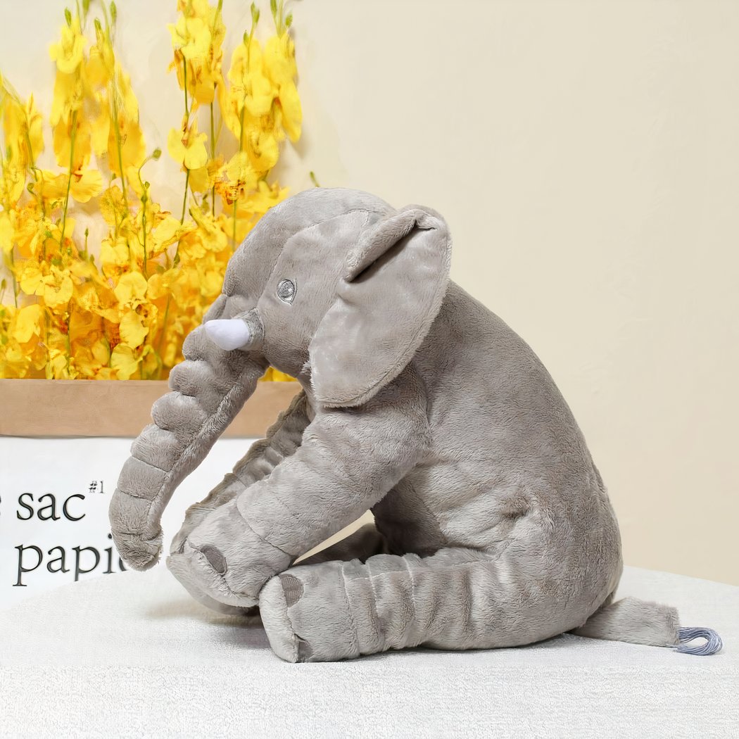 Grijze Pluche Olifant – Zacht, Knuffelbaar & Schattig