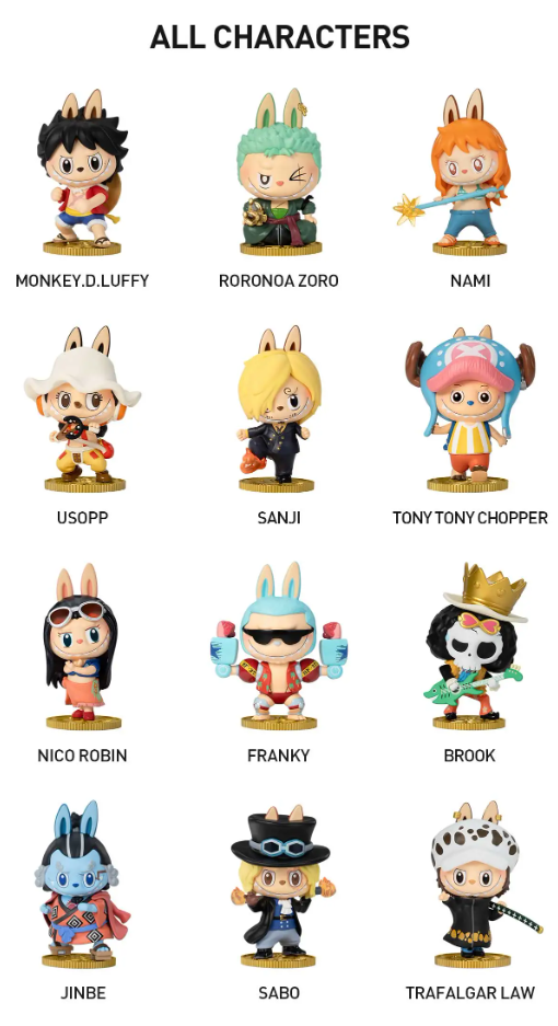 Labubu x One Piece Blind Box Set (12 Stuks) – Pop Mart The Monsters Collectibles