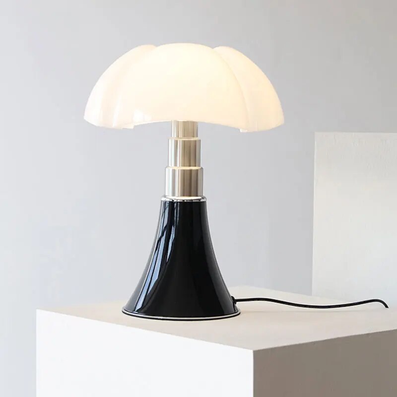 Moderne Tafellamp – Design Paddenstoel Lamp met Zwarte Voet – Sfeerverlichting voor Woonkamer & Slaapkamer