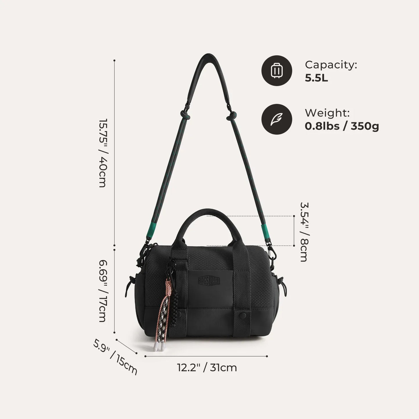 Lichtroze Sporttas 24L – Compacte Duffeltas met Schoenenvak & Waterafstotend Design voor Gym & Dagelijks Gebruik