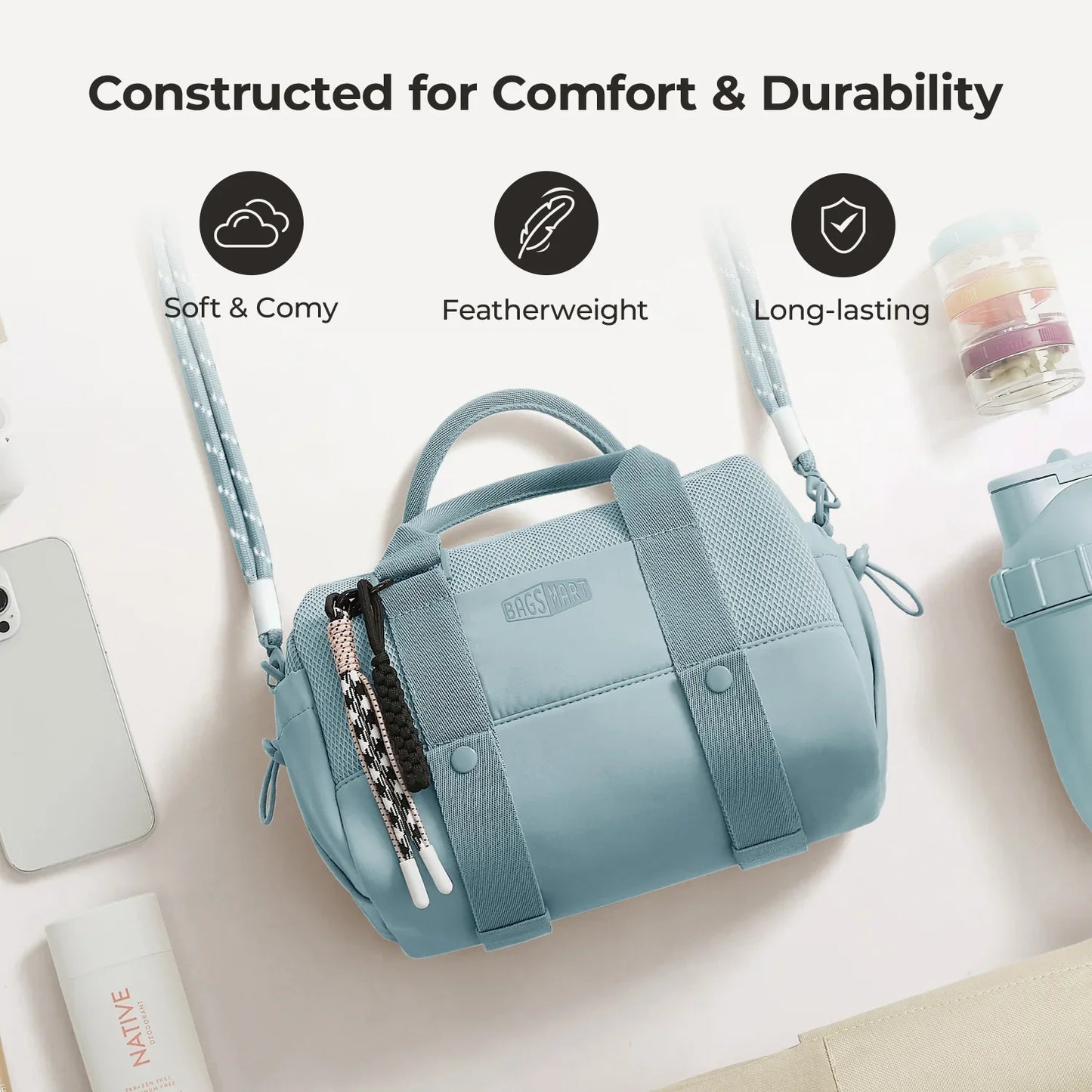 Lichtroze Sporttas 24L – Compacte Duffeltas met Schoenenvak & Waterafstotend Design voor Gym & Dagelijks Gebruik