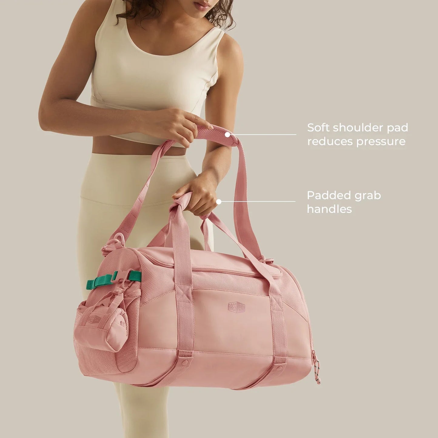 Beige Duffeltas 36L – Waterafstotende Sport- & Reistas met Schoenenvak en Meerdere Vakken voor Gym & Reizen