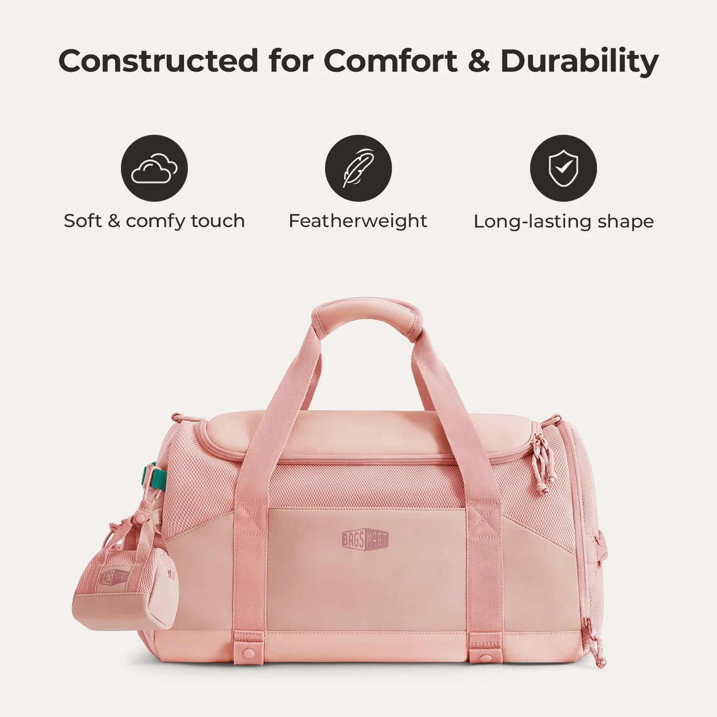 Beige Duffeltas 36L – Waterafstotende Sport- & Reistas met Schoenenvak en Meerdere Vakken voor Gym & Reizen