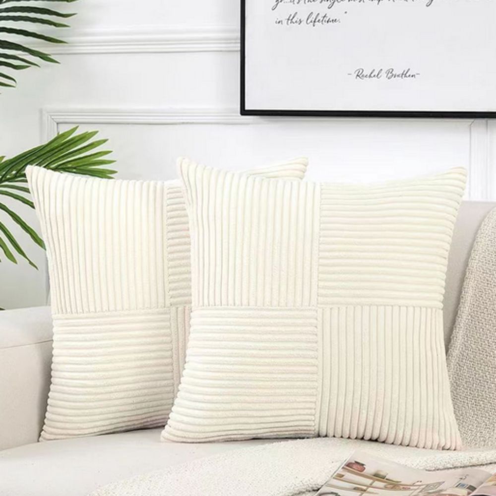 Sierkussenhoes Corduroy – Vierkant Ribstof in Bordeaux, Roze & Zwart – 45x45 cm