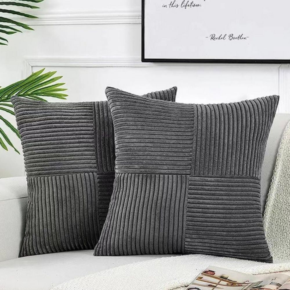 Sierkussenhoes Corduroy – Vierkant Ribstof in Bordeaux, Roze & Zwart – 45x45 cm