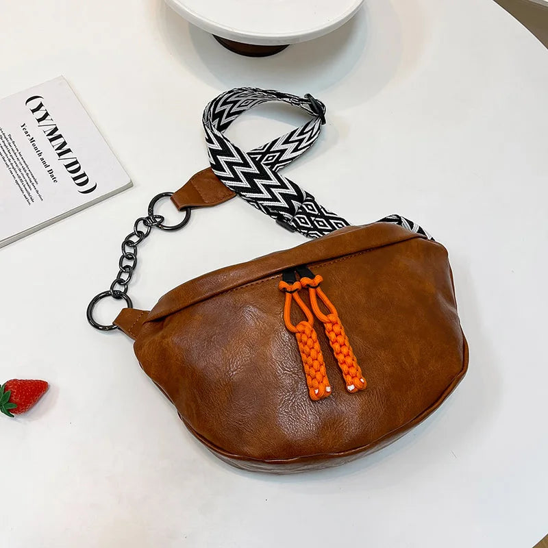 Dames Heuptas met Ketting – Stijlvolle Crossbody Tas van Kunstleer