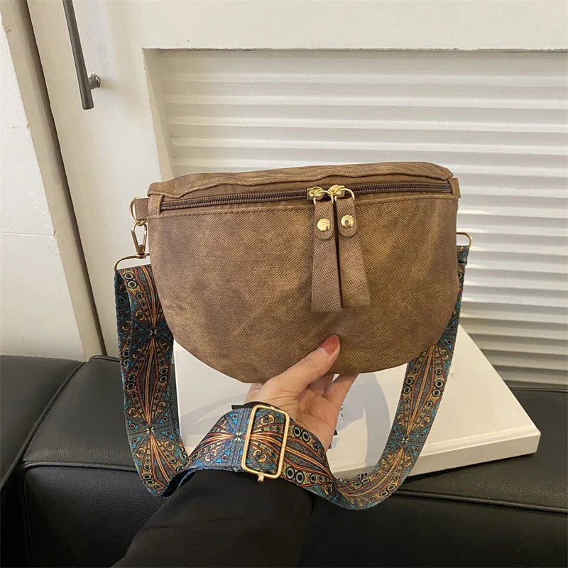 Crossbody Tas met Brede Schouderband – Boho Chic Schoudertas